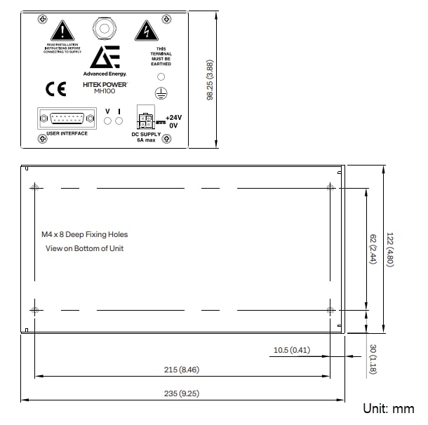 Mechanical Drawing - Advanced Energy / HiTek MH100 Power Supply Modules